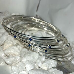 Silver and blue bracelets